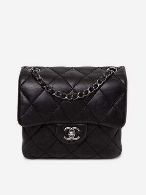 Pre-Owned Chanel 2014 Lambskin Quilted Mini Chanel 3 Flap Bag Black